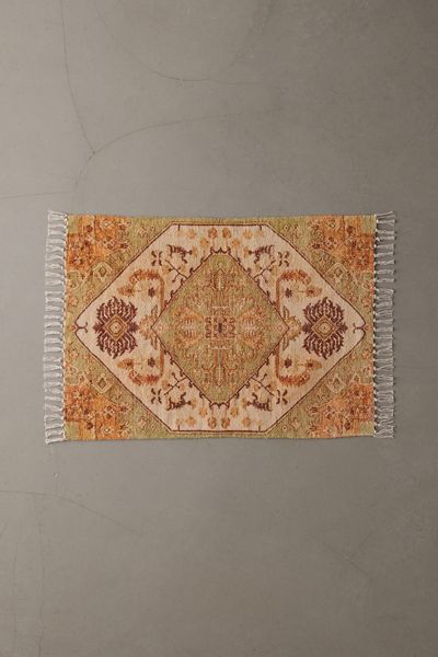 Tapis en chenille à motif médaillon Wrenly imprimé numériquement