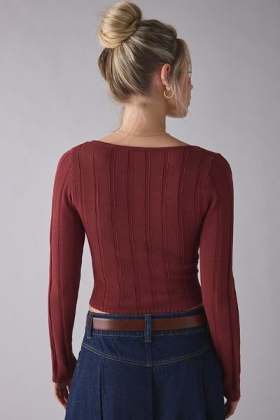 Kimchi Blue Virginia Ribbed Knit Scoop Neck Cropped Cardigan