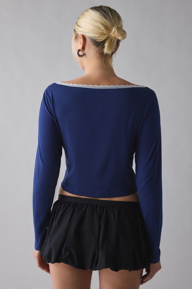 Up To Snow Good Rhinestone Graphic Boatneck Long Sleeve Tee #1