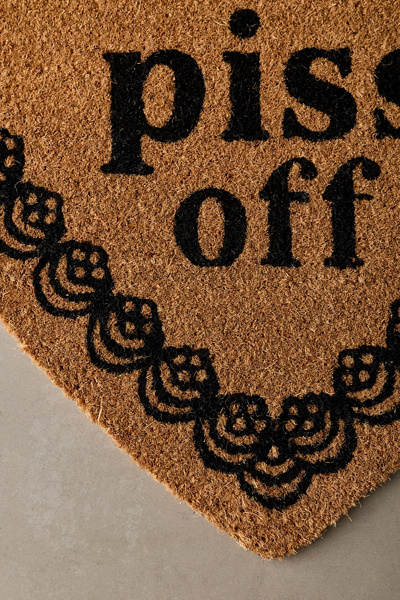 P*** Off Heart Shaped Coir Doormat