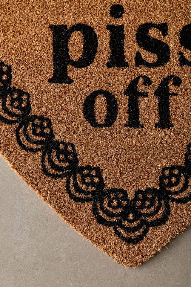 P*** Off Heart Shaped Coir Doormat #2