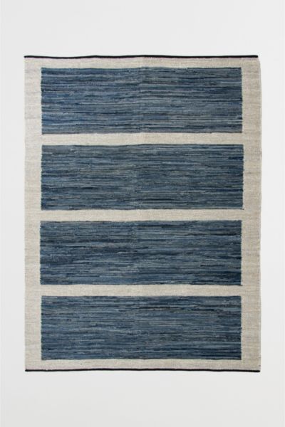 Revival Topstitch Recycled Denim Washable Rug In Tinted Denim At Urban Outfitters