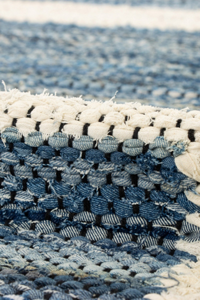 Revival Topstitch Recycled Denim Washable Rug - Thumbnail 2
