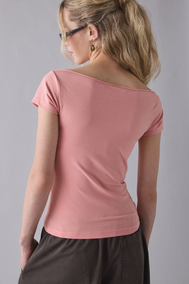 Heavenly Rhinestone Graphic Off-The-Shoulder Slim Tee #2