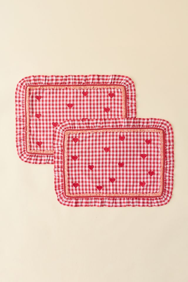 For Love & Lemons UO Exclusive Gingham Ruffled Placemat - Set Of 2 #1