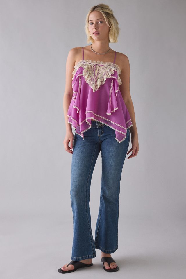Kimchi Blue Willow Camisole asymétrique à volants superposés et garniture en dentelle #2
