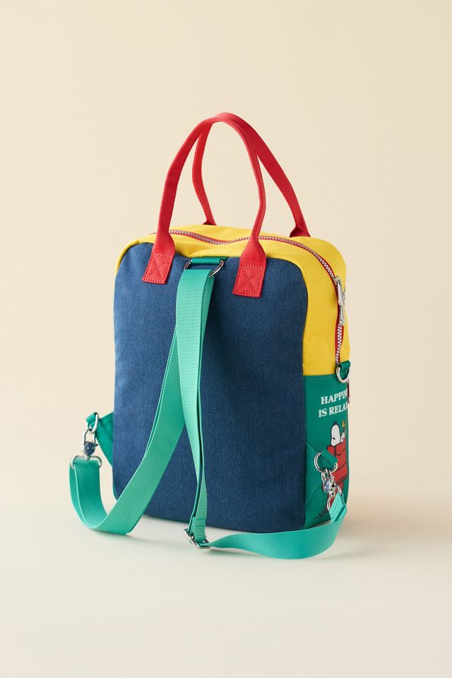 Whatever! Makes You Happy Peanuts Color Block Denim & Canvas Reversible Bag #2