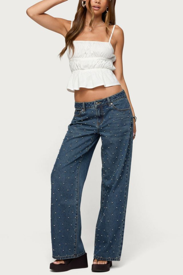 Edikted Esmay Studded Low Rise Jeans #1