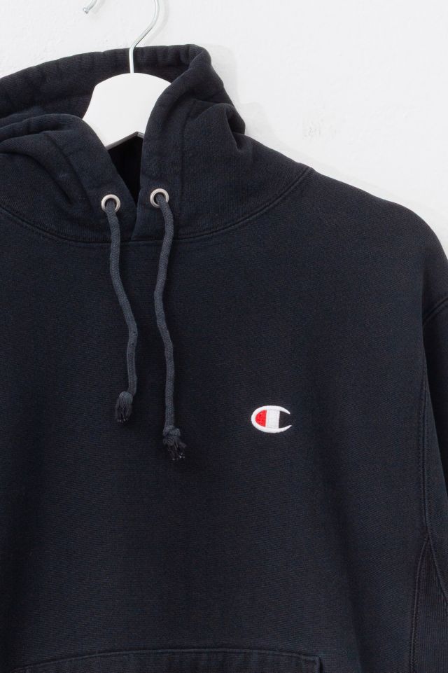 Vintage Y2K Champion Reverse Weave Black Hoodie Sweatshirt #1