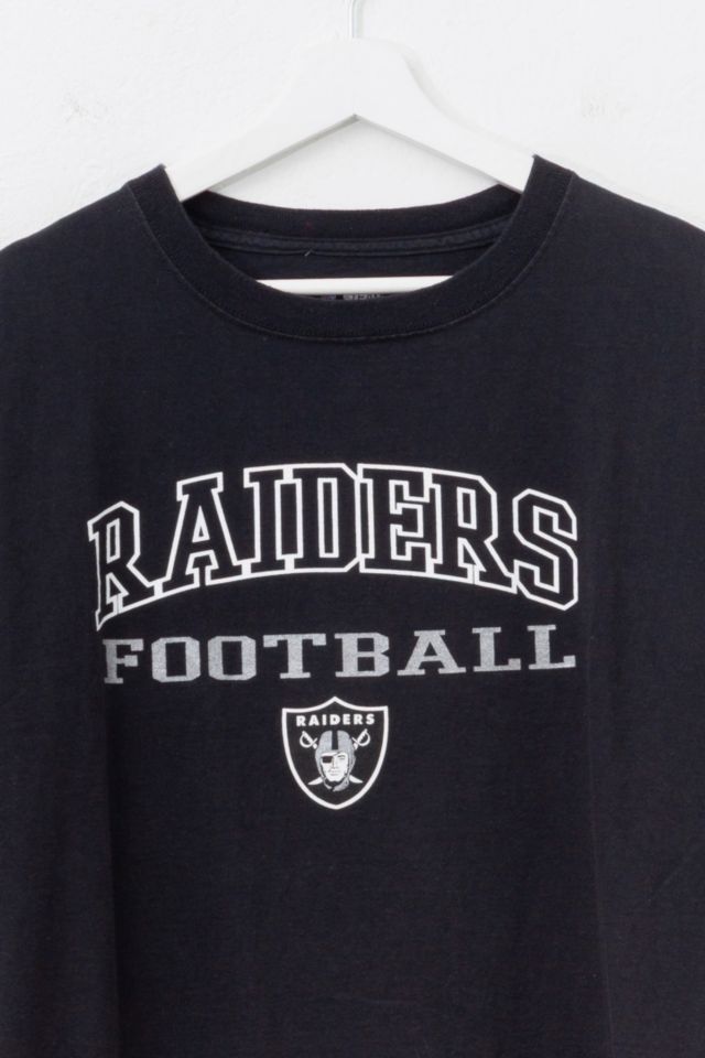 Vintage Y2K Distressed Raiders Football Spell Out Graphic T-Shirt #1