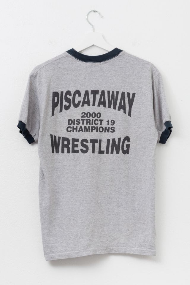 Vintage Y2K Distressed P Logo Wrestling Graphic Ringer T-Shirt #1