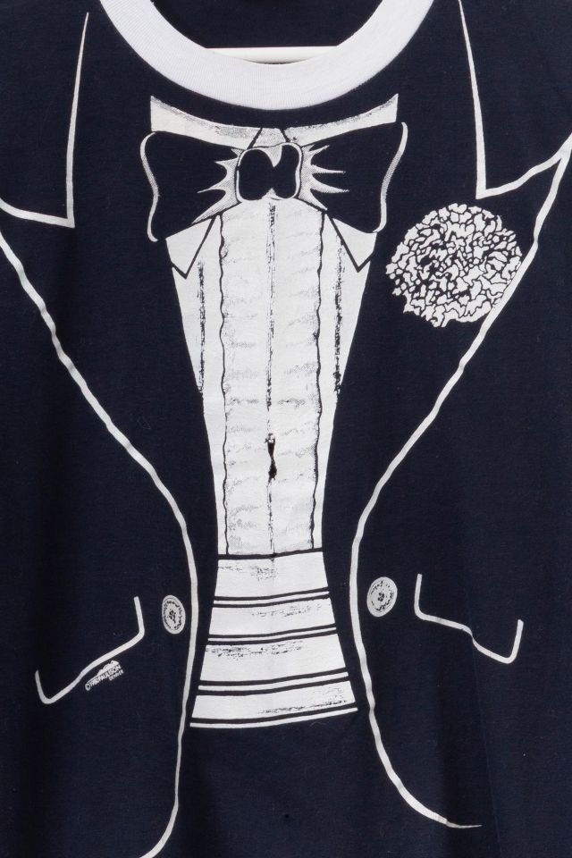 Vintage 1980s Distressed Tuxedo Graphic Long Sleeve T-Shirt #1