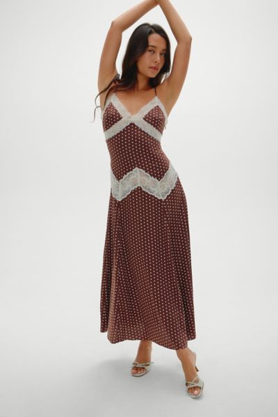 Robe Longue en Satin Point Chocolat Éthérée Frankies Bikinis