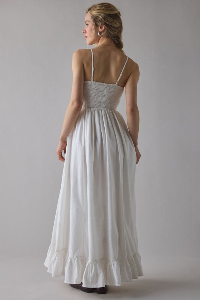 Kimchi Blue Keepsake Tie-Front Smocked Cotton Maxi Dress | Urban