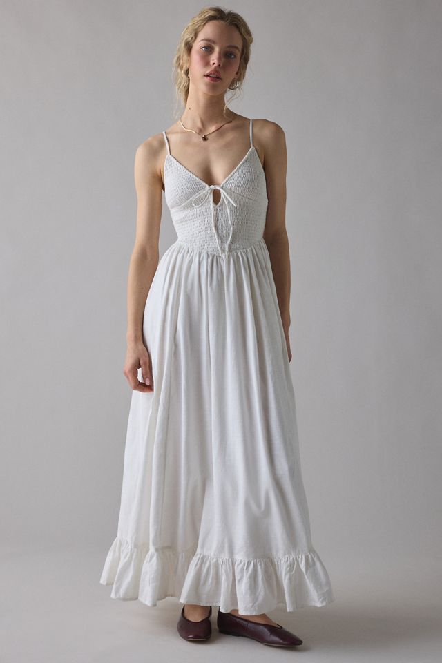 Kimchi Blue Keepsake Tie-Front Smocked Cotton Maxi Dress | Urban