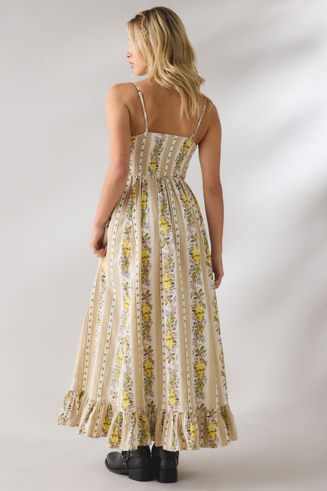 Robe maxi en coton smocké à attache avant Keepsake Kimchi Blue #3