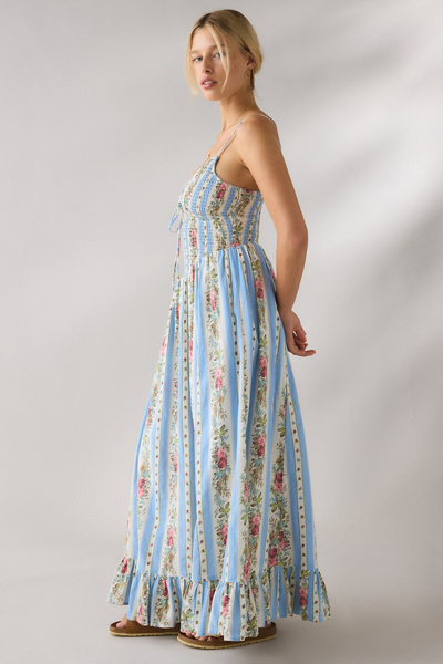 Kimchi Blue Keepsake Tie-Front Smocked Cotton Maxi Dress