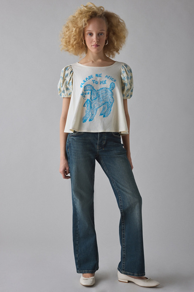 Kimchi Blue Please Be Nice Graphic Puff Sleeve Swing Tee