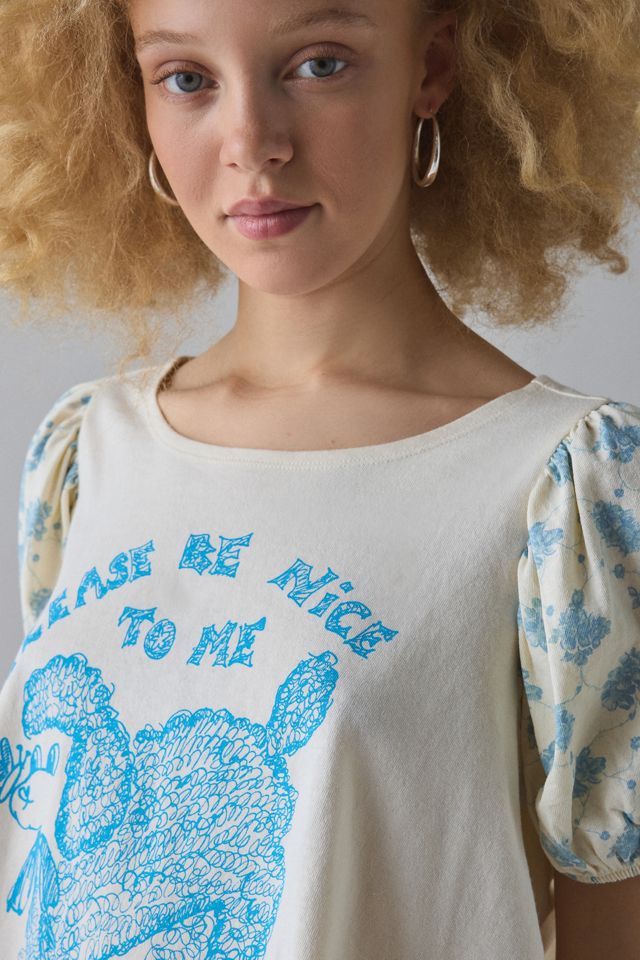 Kimchi Blue Please Be Nice Graphic Puff Sleeve Swing Tee #3