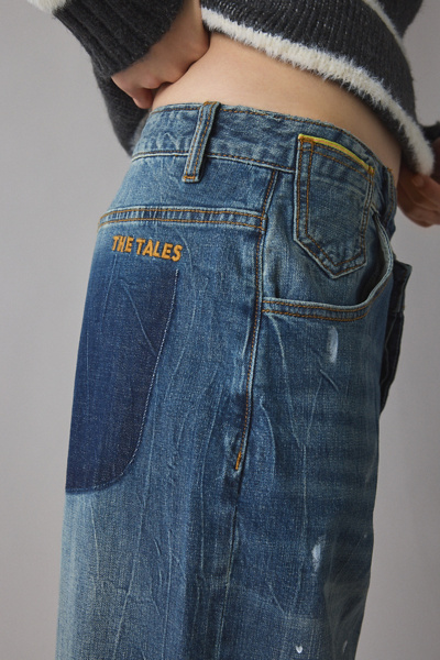 The Tales Selvedge Paint Splatter Denim Cross-Over Slouch Jean