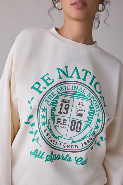 P.E Nation Crest Graphic Crew Neck Sweatshirt