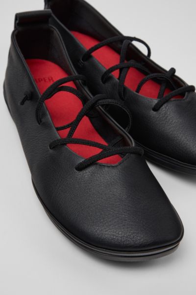 Camper Right Nina Leather Lace-up Ballerina Flat In Black, Women's At Urban Outfitters