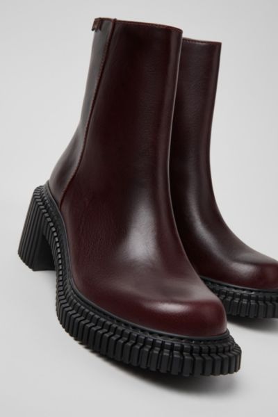 Camper Pix London Leather Zip-up Boot In Maroon, Women's At Urban Outfitters In Burgundy