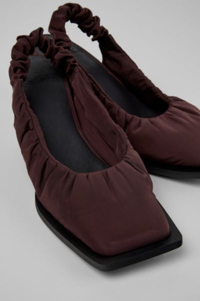 Camper Karole Ruched Ballet Heel In Maroon, Women's At Urban Outfitters In Burgundy