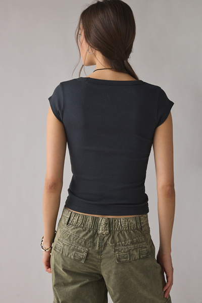 BDG Off-Duty Ribbed Scoop Neck Short Sleeve Tee