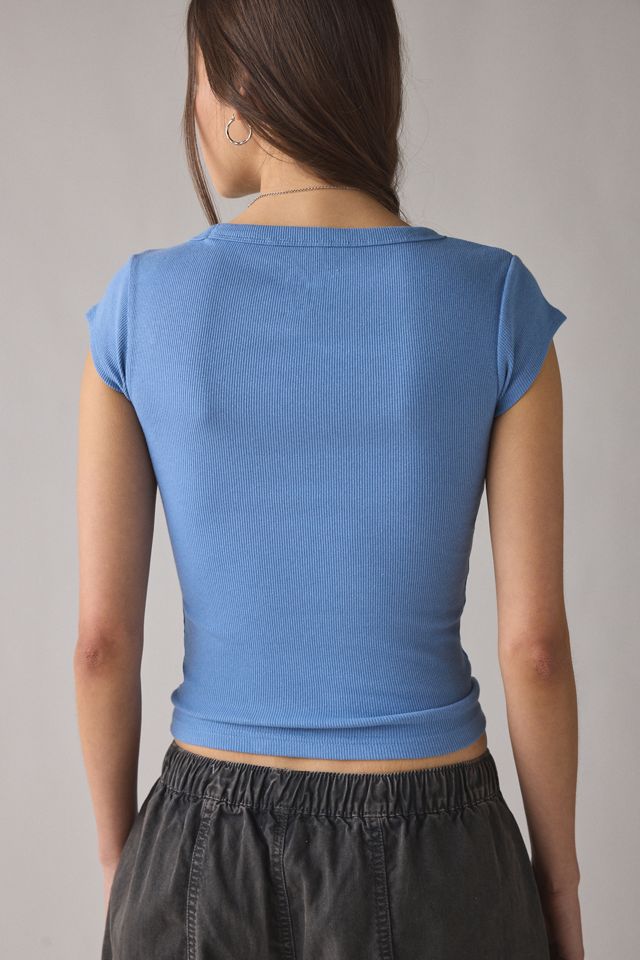 T-shirt BDG Off-Duty côtelé à encolure dégagée et manches courtes #3