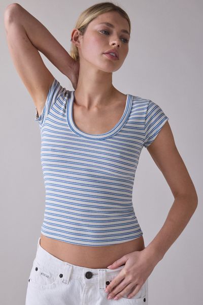 BDG Off-Duty Ribbed Scoop Neck Short Sleeve Tee