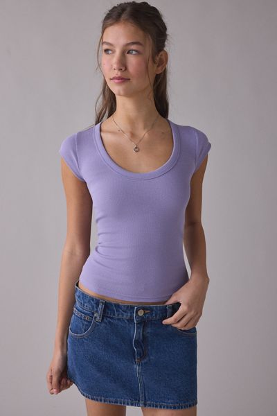 BDG Off-Duty Ribbed Scoop Neck Short Sleeve Tee