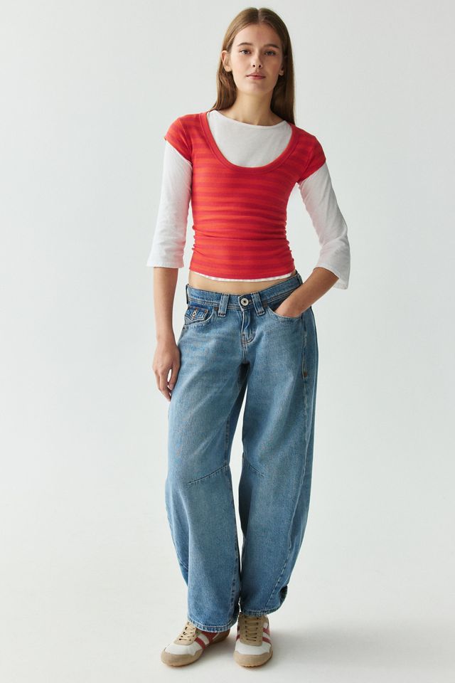 T-shirt BDG Off-Duty côtelé à encolure dégagée et manches courtes #1