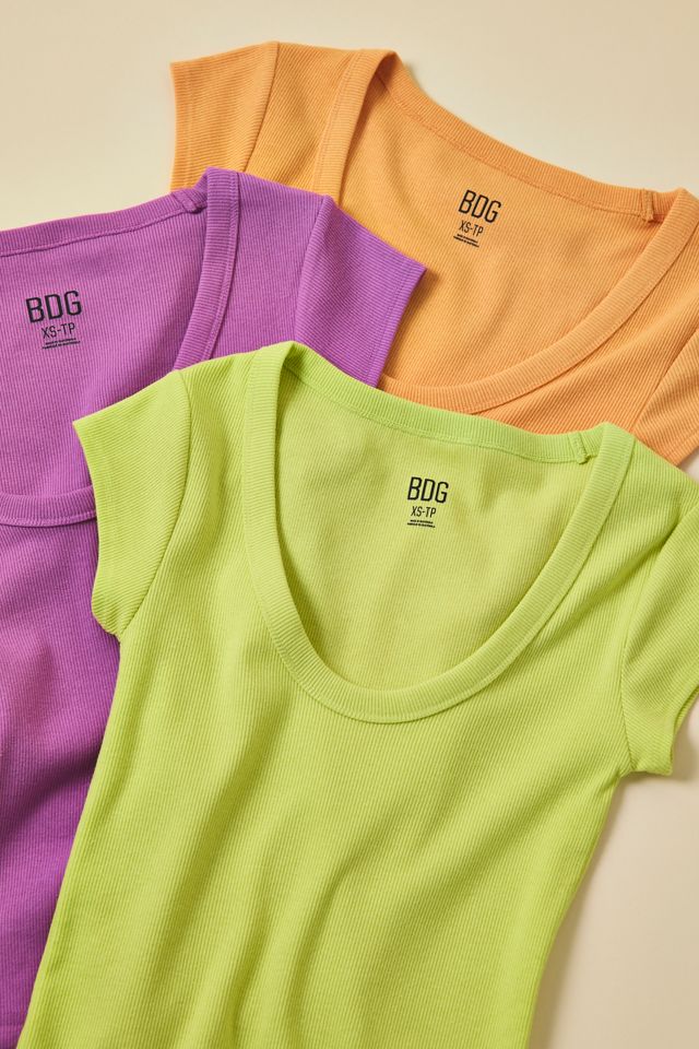 T-shirt BDG Off-Duty côtelé à encolure dégagée et manches courtes #5