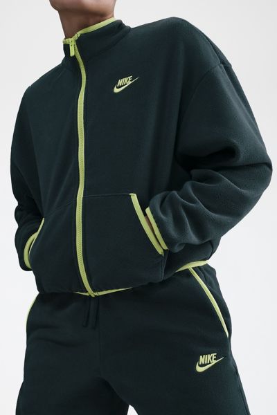 Nike Sportswear Club Fleece Loose Track Jacket In Seaweed/cyber, Women's At Urban Outfitters In Green