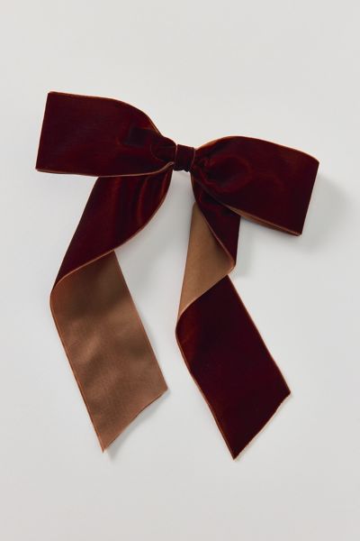 Urban Outfitters Drapey Velvet Hair Bow Barrette In Brown, Women's At