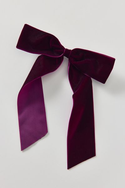 Urban Outfitters Drapey Velvet Hair Bow Barrette In Purple, Women's At