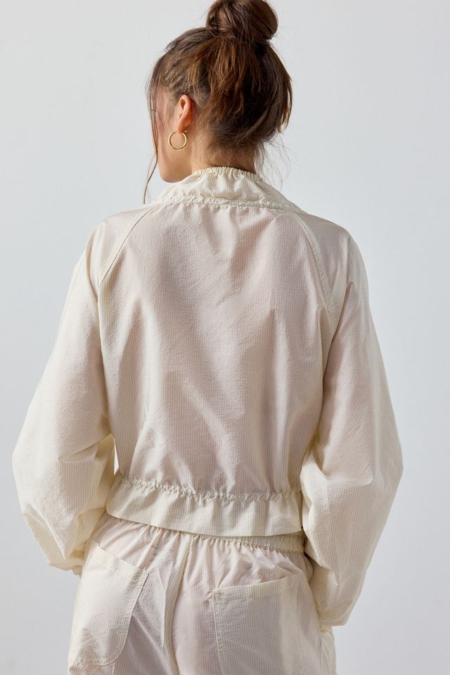 Out From Under On The Move Kai Drawstring Cropped Zip-Up Nylon Jacket #1