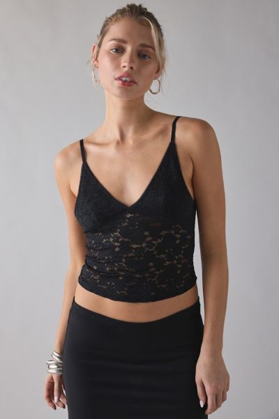 Out From Under Mon Cheri Low Back Cropped Cami In Black, Women's At Urban Outfitters