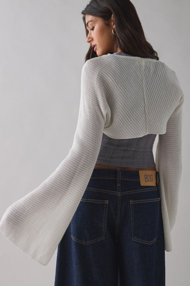 ReMADE By UO Remnants Waffle Knit Shrug Top #1