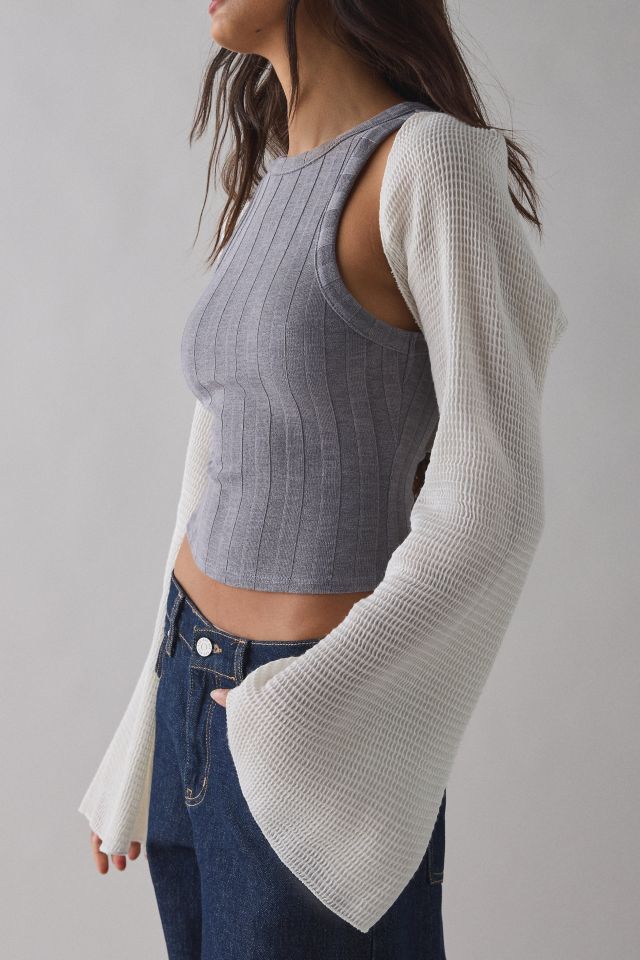 ReMADE By UO Remnants Waffle Knit Shrug Top #3