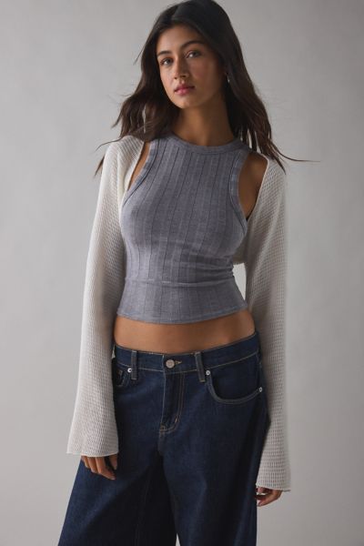 ReMADE By UO Remnants Waffle Knit Shrug Top