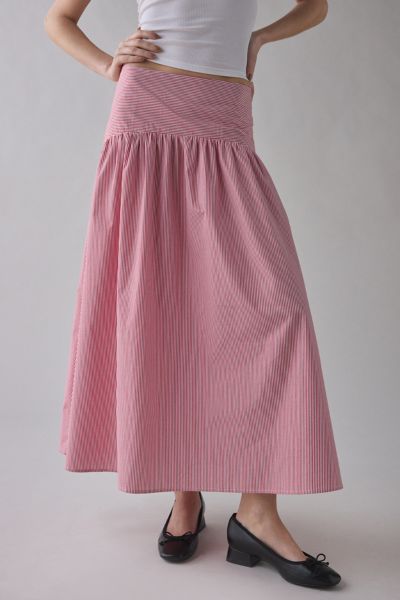 ReMADE By UO Remnants Drop Waist Poplin Maxi Skirt
