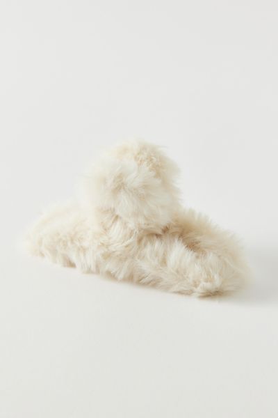 Urban Outfitters Zoe Cozy Faux Fur Claw Clip In Ivory, Women's At  In Neutral