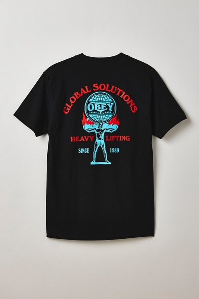 Obey Heavy Lifting Graphic Tee In Black, Men's At Urban Outfitters In Black