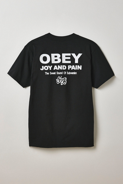 Obey Joy & Pain Graphic Tee In Washed Black, Men's At Urban Outfitters In Black