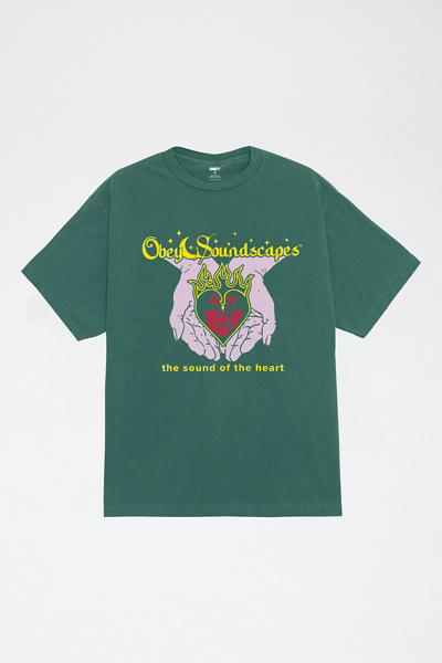 Obey Soundscapes Graphic Tee In Green, Men's At Urban Outfitters In Green