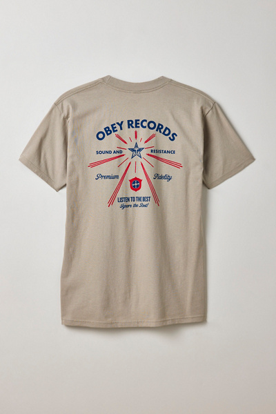 Obey Listen To The Best Graphic Tee In Cream, Men's At Urban Outfitters In Neutral