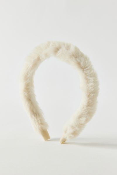 Urban Outfitters Lucy Cozy Faux Fur Headband In Ivory, Women's At  In Metallic