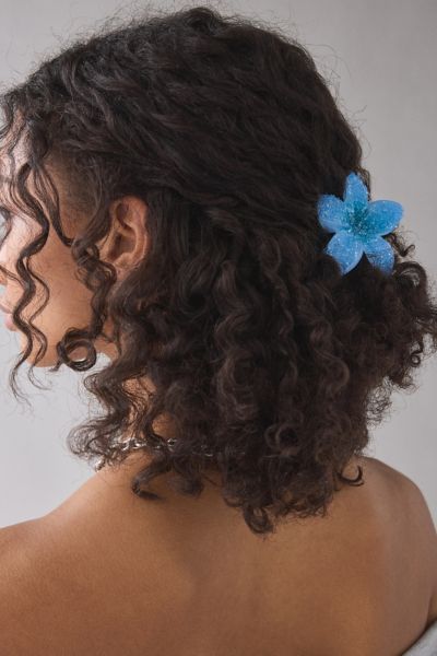 Urban Outfitters Aria Glitter Flower Claw Clip In Blue Ground, Women's At